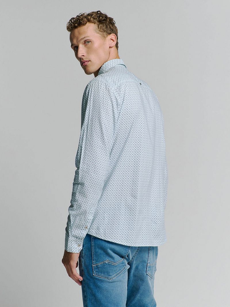 No Excess Overhemd Print Lichtblauw