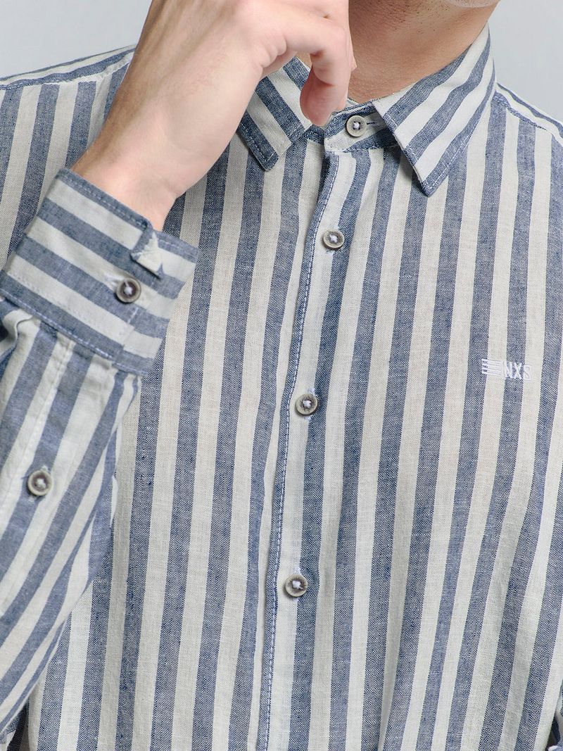 No Excess Overhemd Stripes Blauw