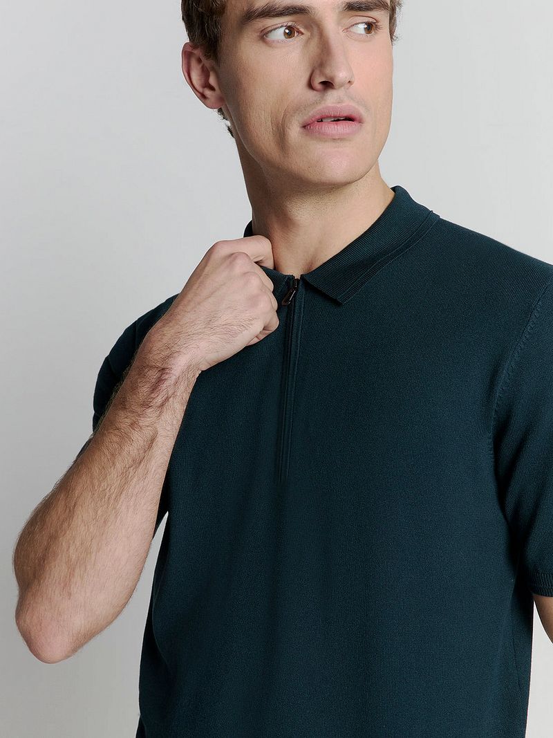 No Excess Half Zip Poloshirt Navy
