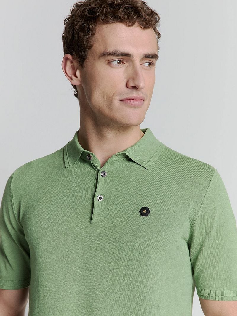 No Excess Knitted Poloshirt Groen