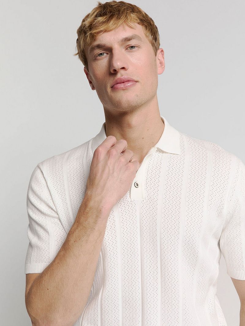 No Excess Knitted Poloshirt Off White