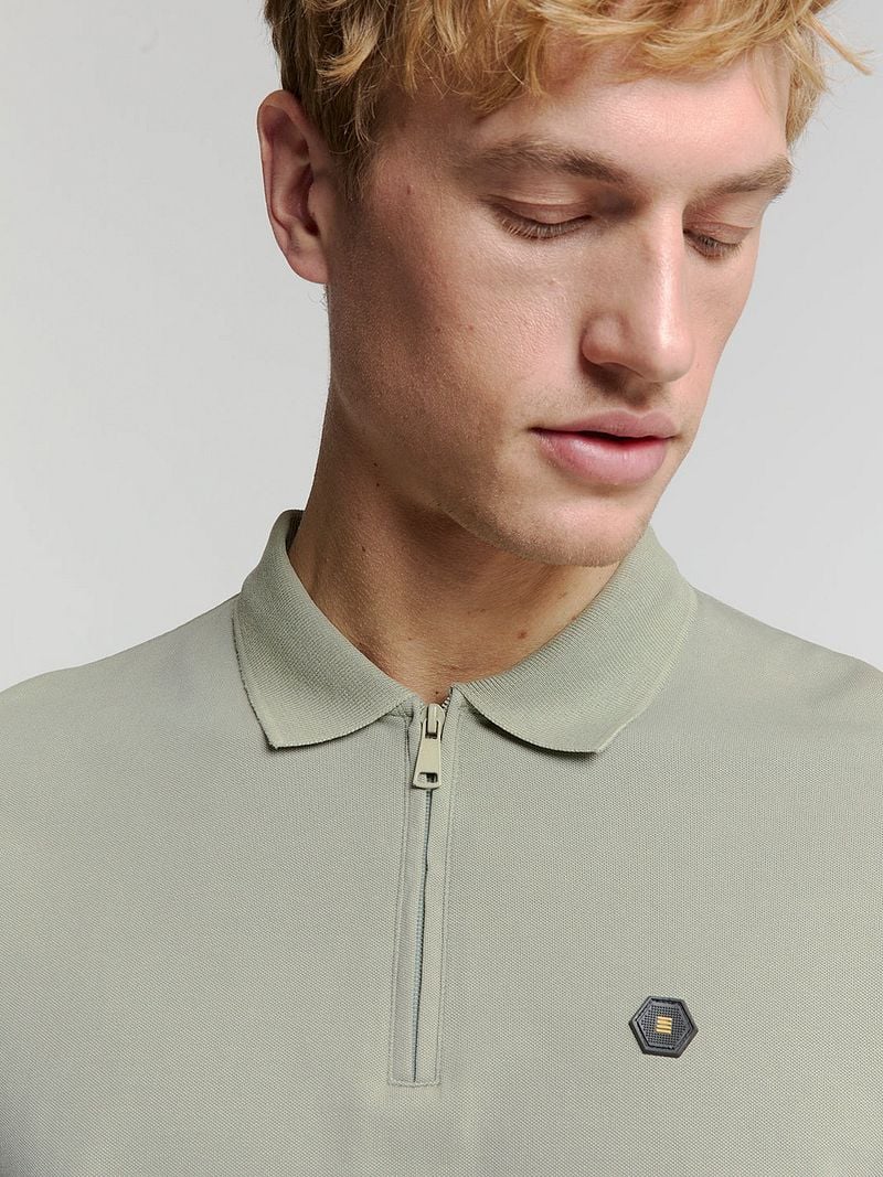 No Excess Half Zip Poloshirt Piqué Groen