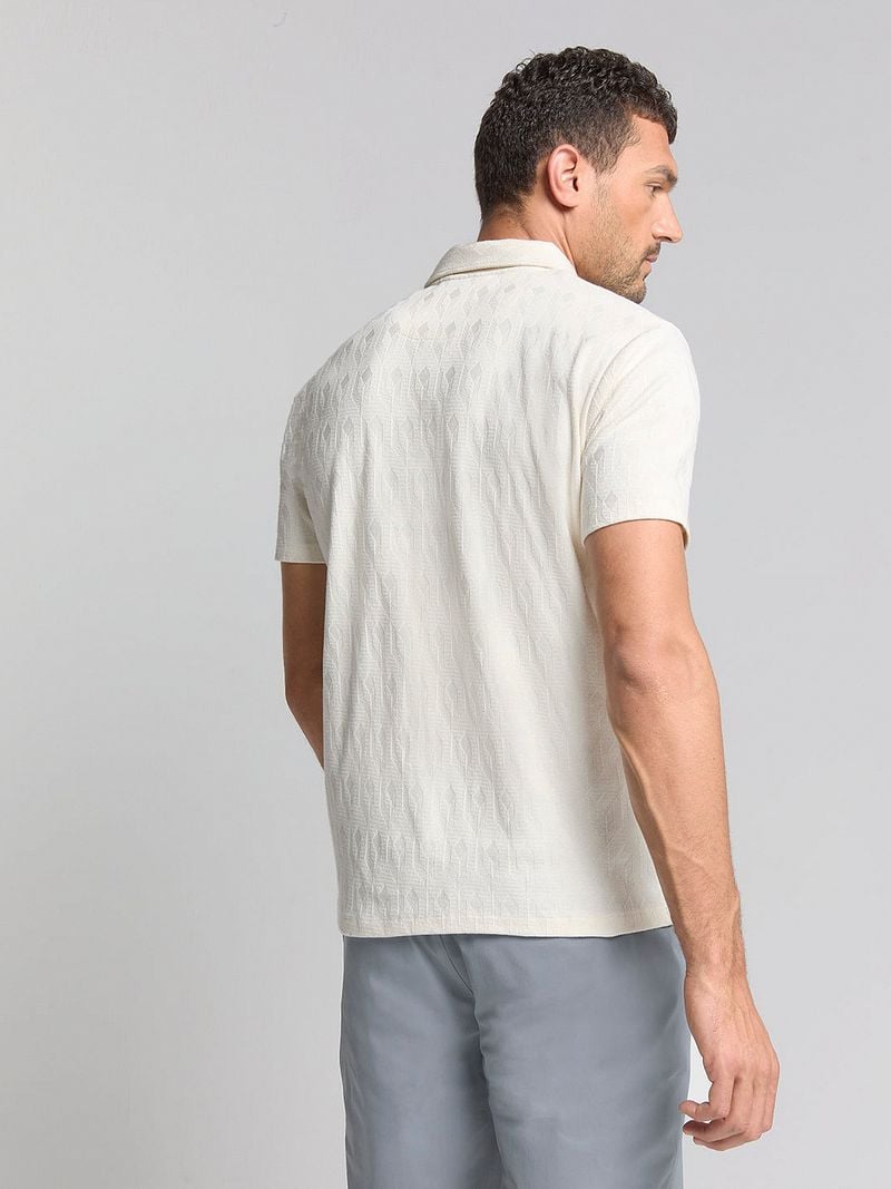 No Excess Poloshirt Terry Jacquard Ecru