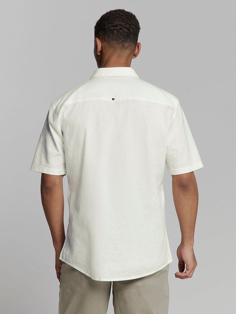 No Excess Short Sleeve Overhemd Linen Blend Wit