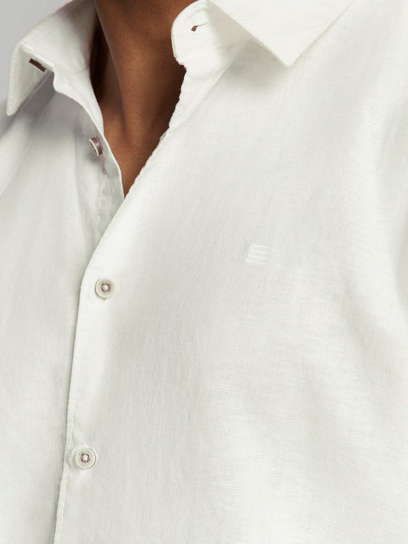 No Excess Short Sleeve Overhemd Linen Blend Wit