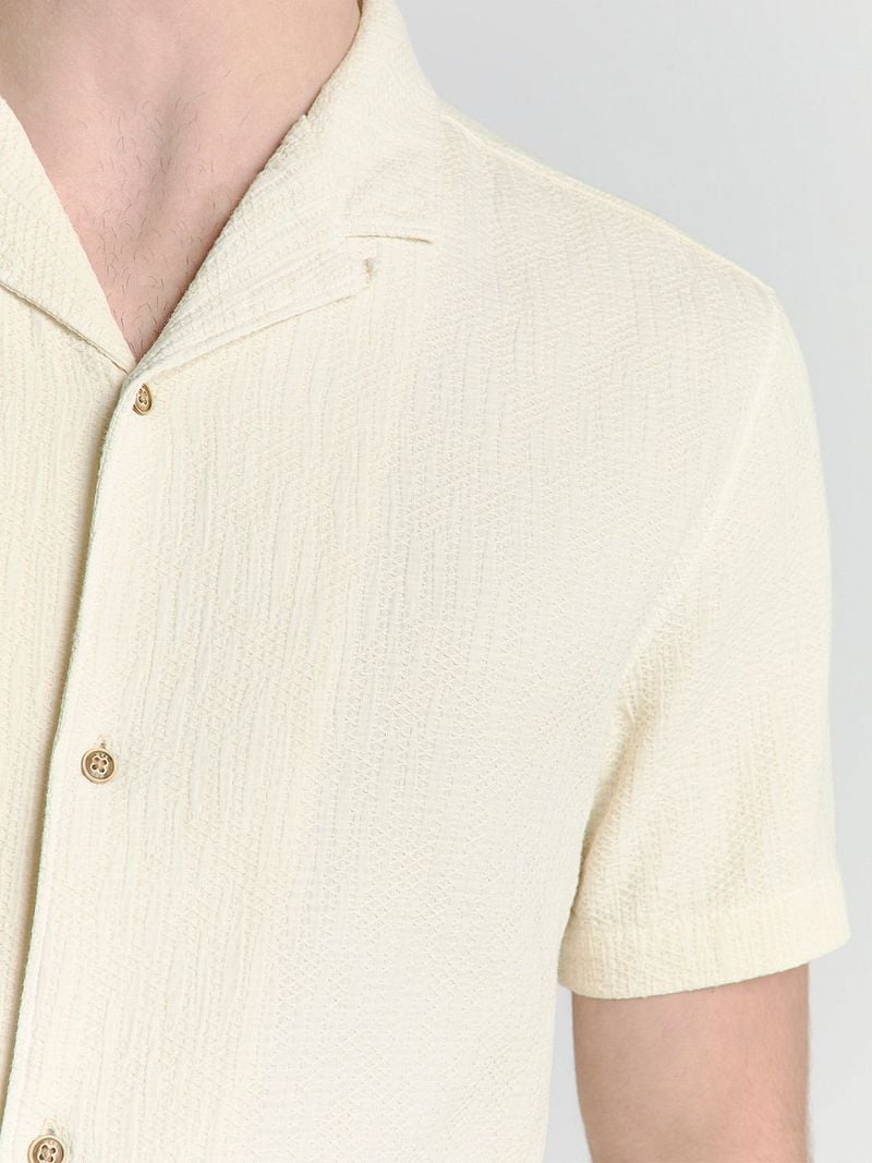 No Excess Short Sleeve Overhemd Structure Ecru