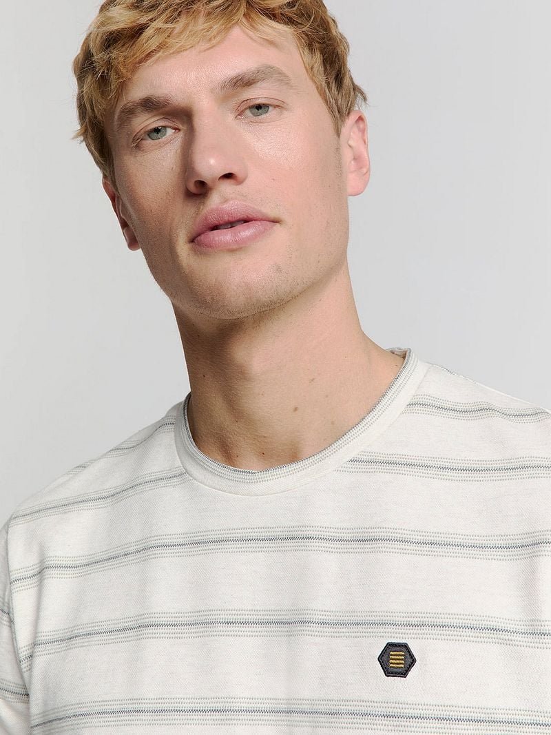 No Excess No-Excess T-Shirt Crewneck Jacquard Stripes Ecru