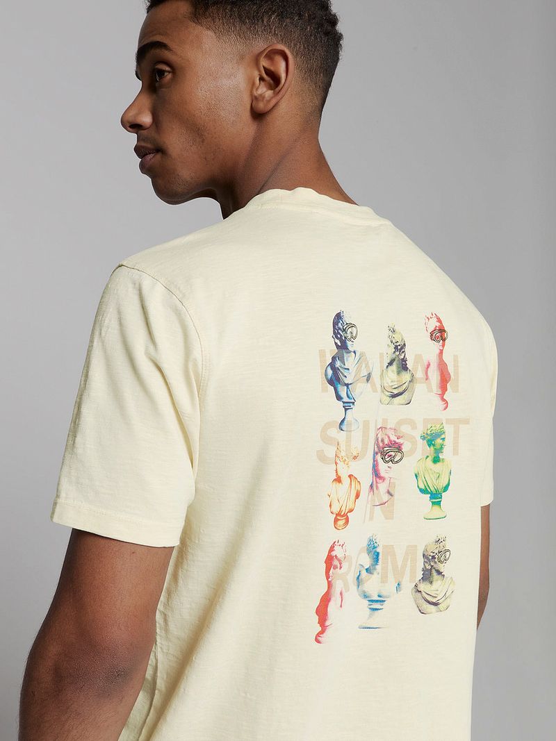 No Excess No-Excess T-Shirt Slub Placed Prints Ecru