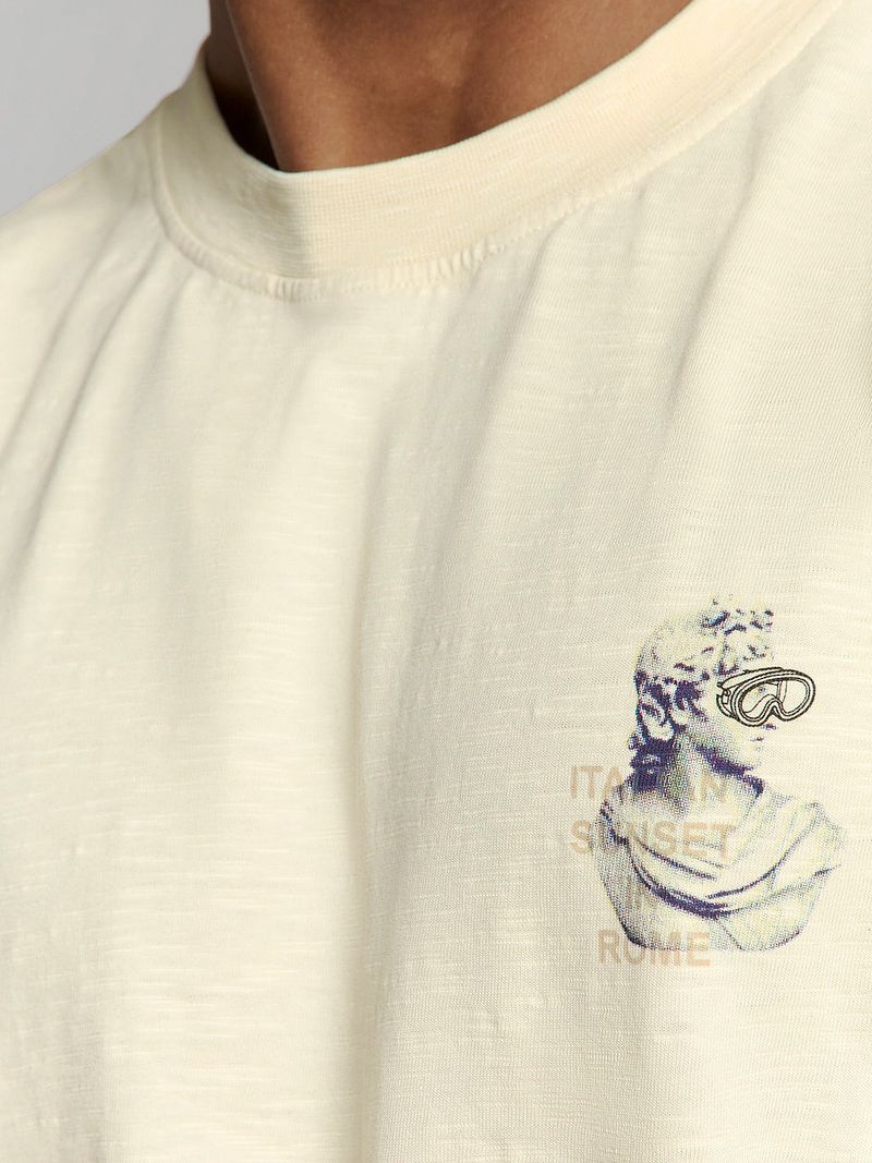 No Excess No-Excess T-Shirt Slub Placed Prints Ecru