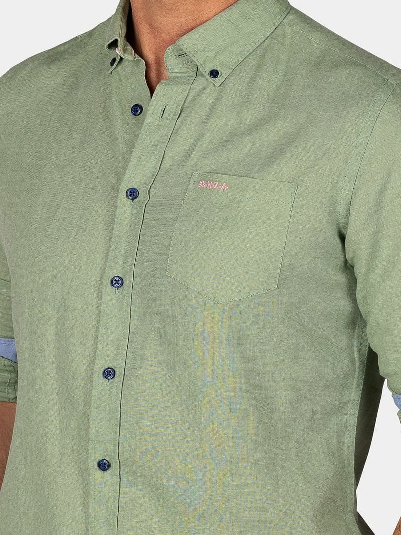 NZA Shirt Clayton Leinen Blend Classic Army - Größe M günstig online kaufen
