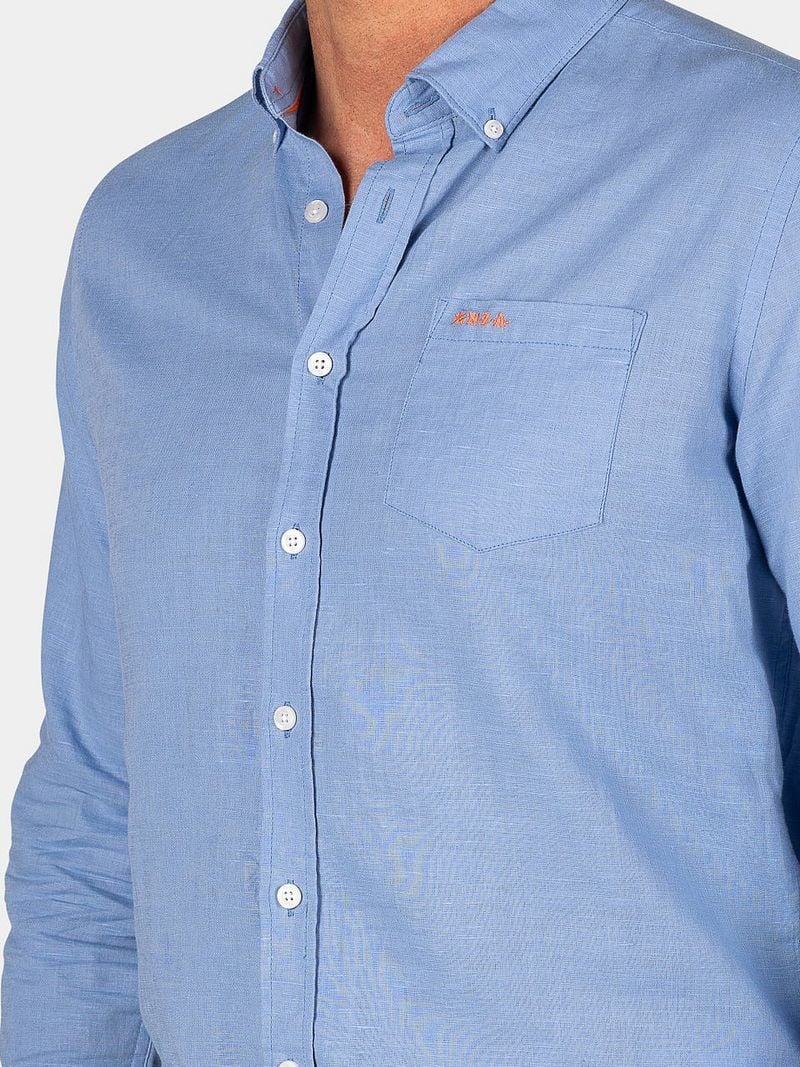 NZA Shirt Clayton Linnen Blend Pacific Blue - Größe XL günstig online kaufen