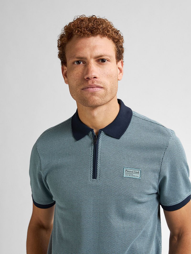 Petrol Half Zip Polo Keyline Ocean Blauw