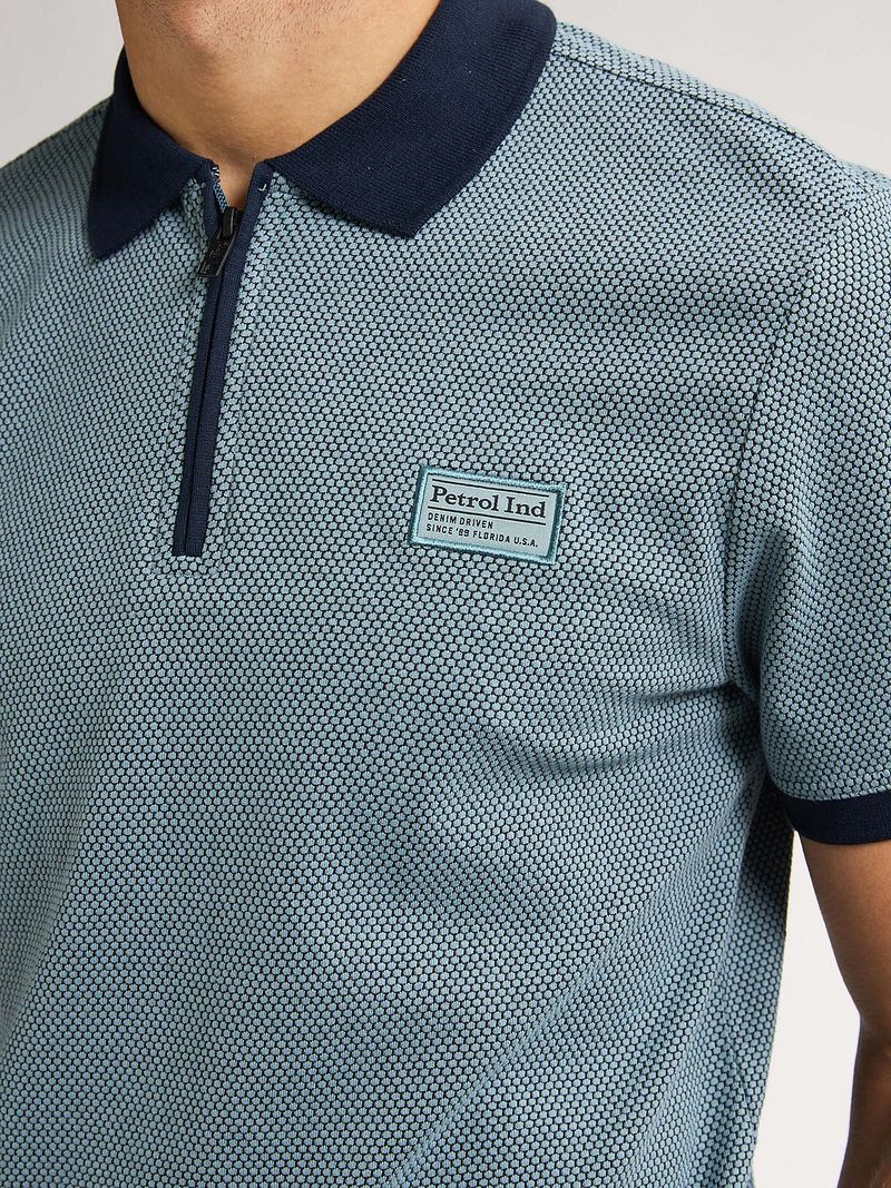 Petrol Half Zip Polo Keyline Ocean Blauw