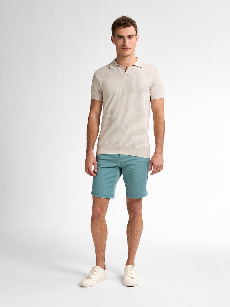 Petrol Knitted Polo Ecru
