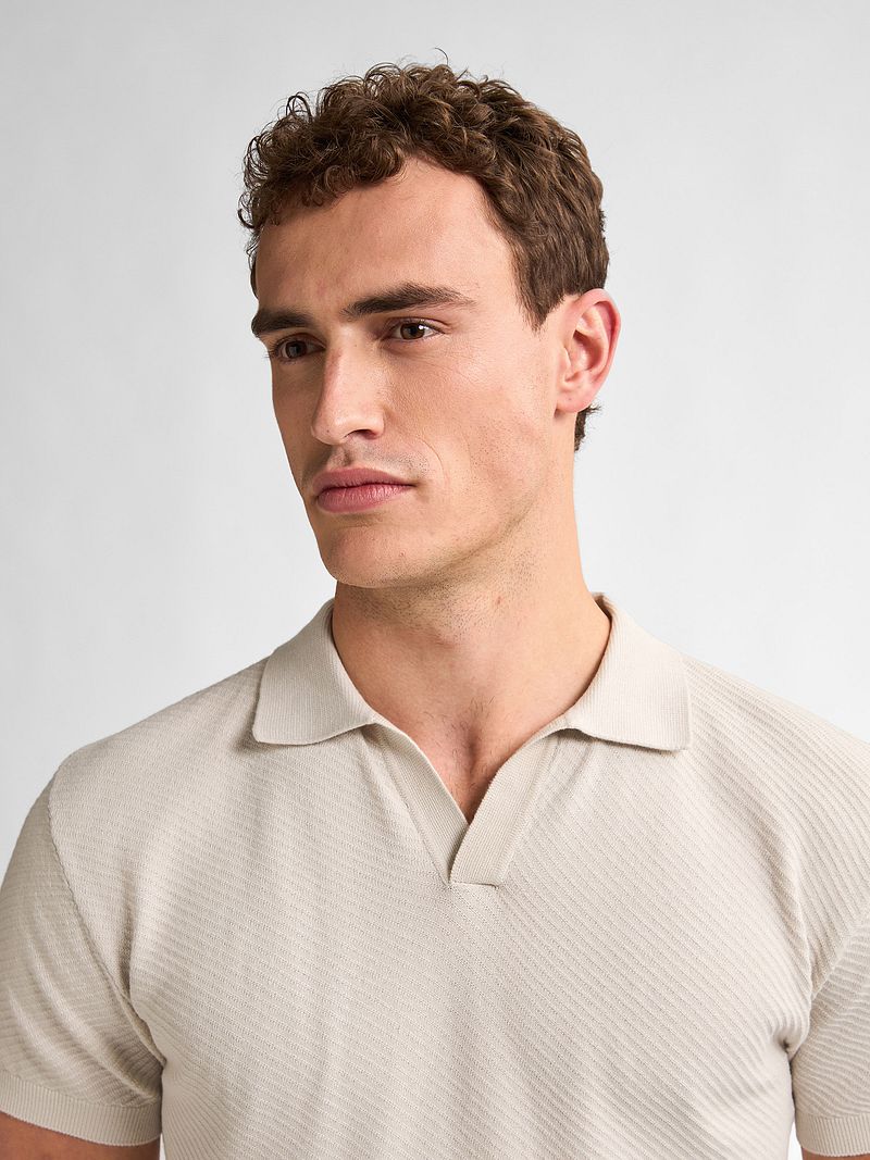 Petrol Knitted Polo Ecru
