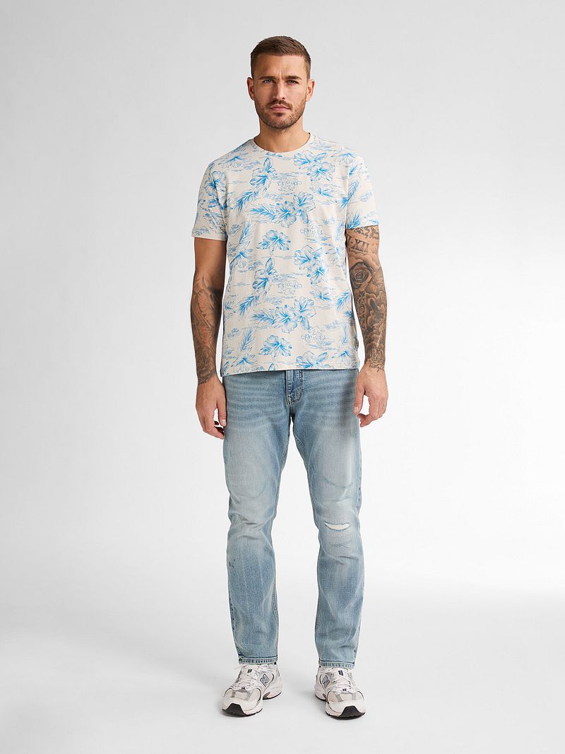 Petrol T-Shirt Crestview Print Blauw