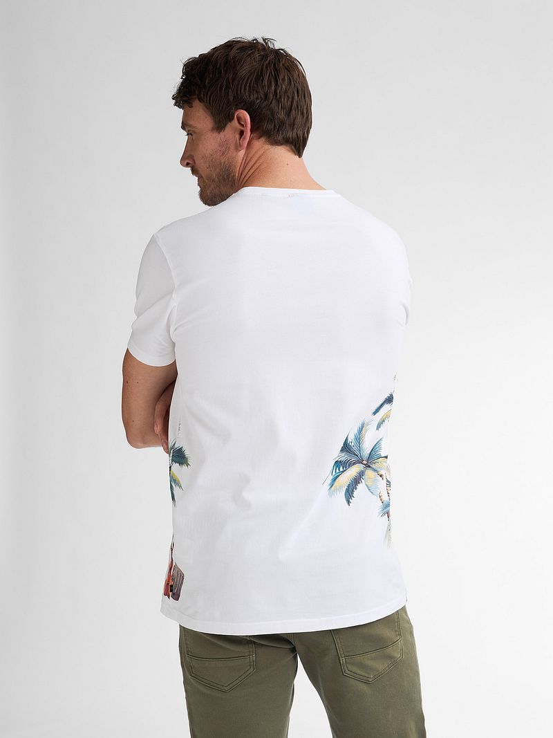Petrol T-Shirt Islandcrest Print Wit