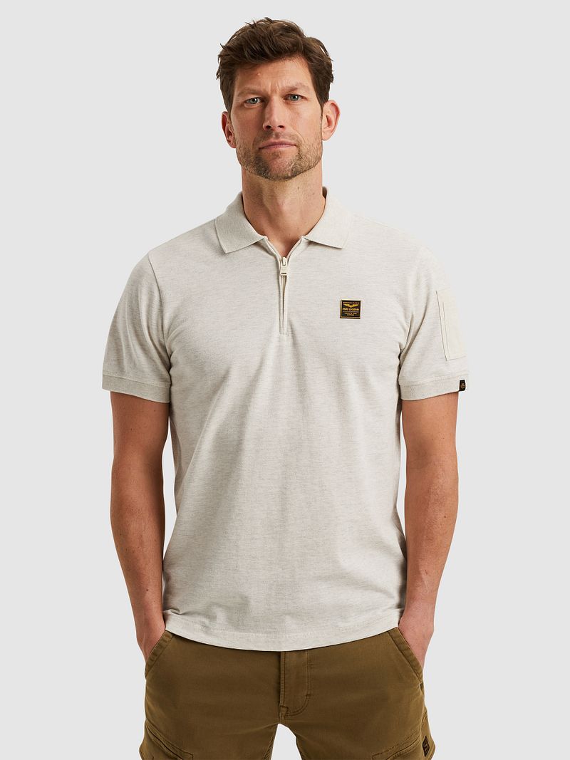 PME Legend Half-Zip Poloshirt Piqué Interlock Ecru