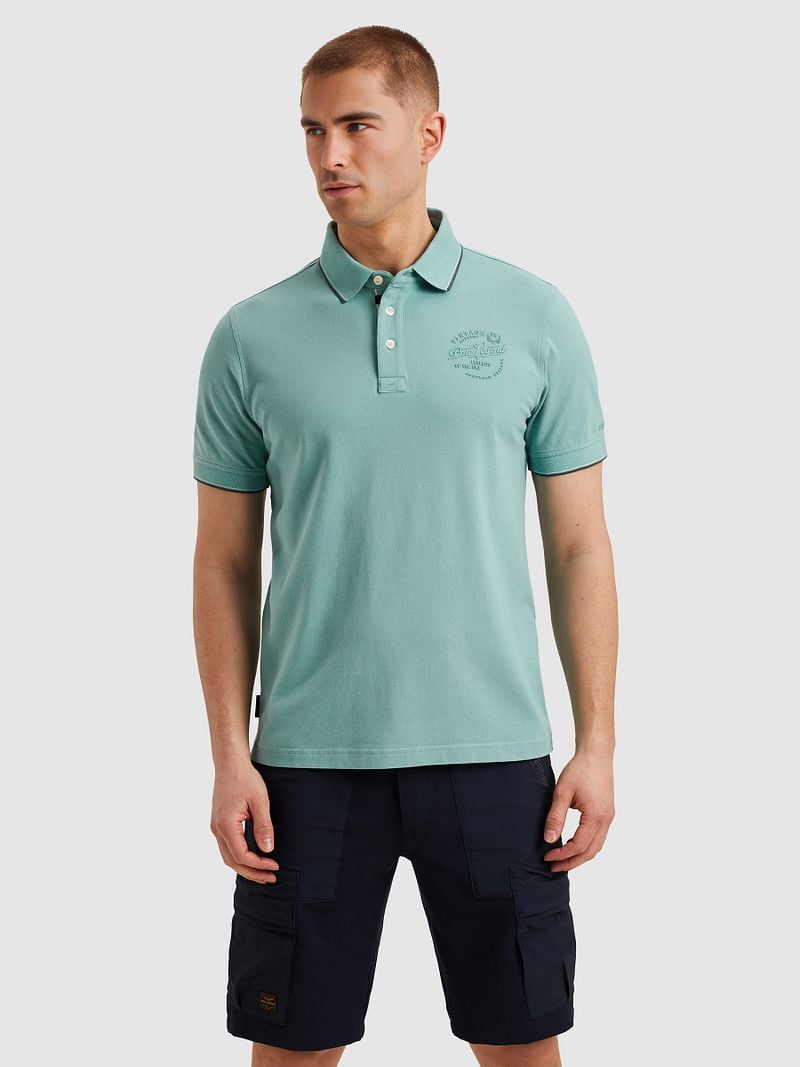 PME Legend Poloshirt Piqué Logo Lichtblauw