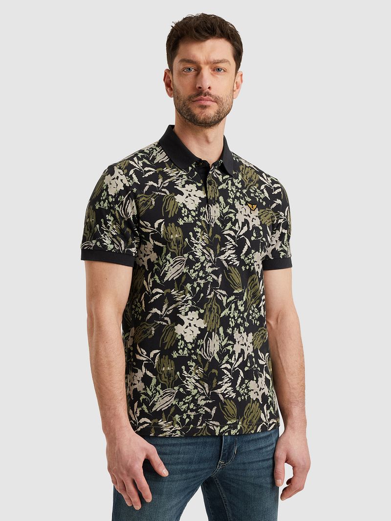PME Legend Poloshirt Piqué Print Navy