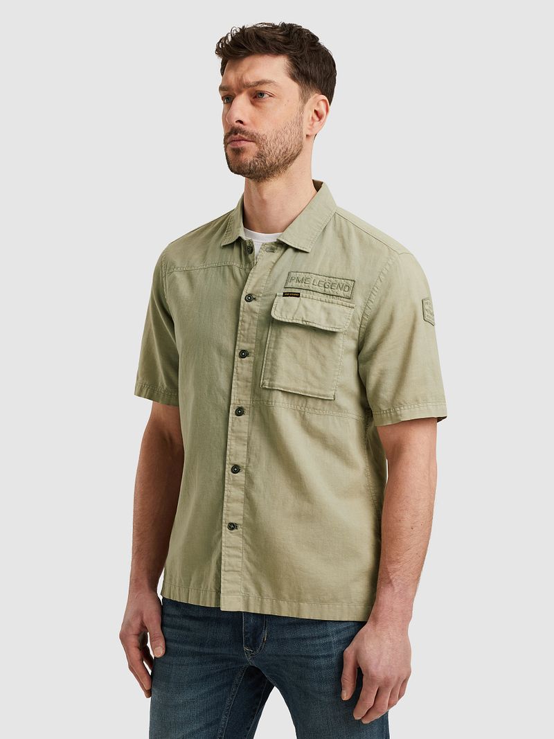 PME Legend Short Sleeve Hemd Linen Blend Grün - Größe XXL günstig online kaufen
