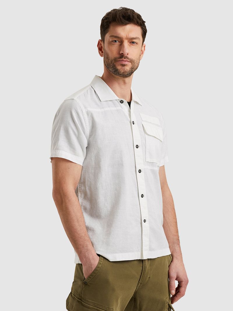 PME Legend Short Sleeve Hemd Linen Blend Weiß - Größe M günstig online kaufen