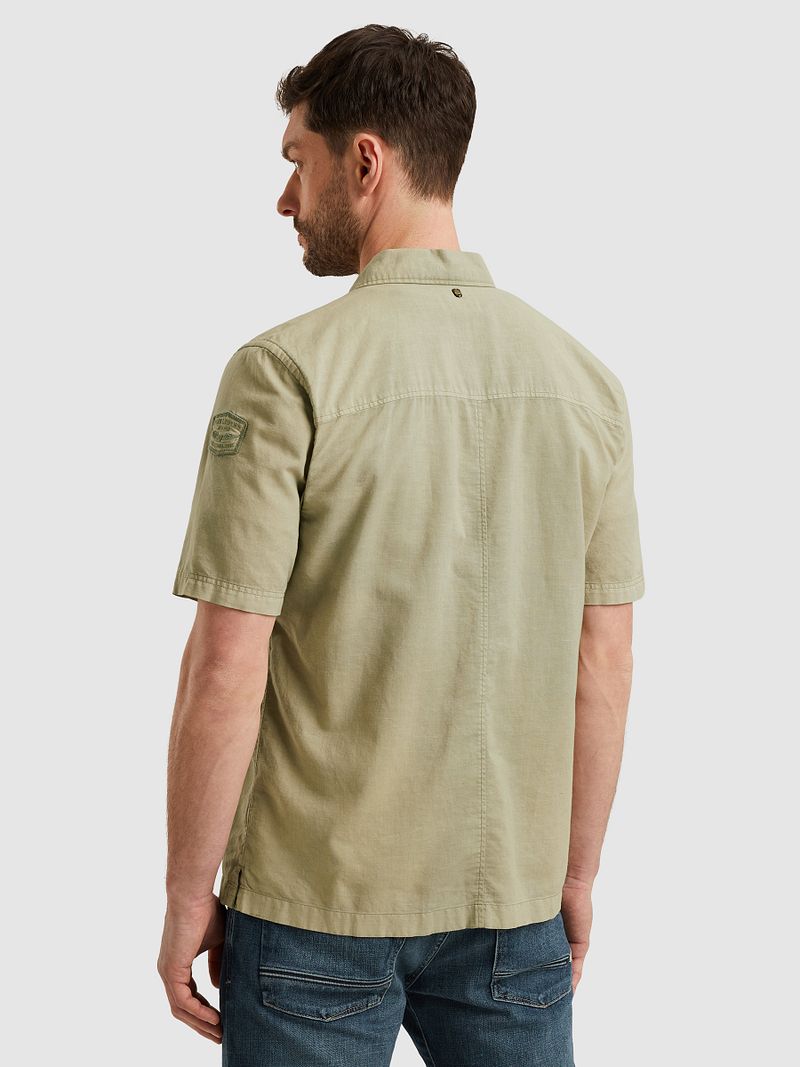 PME Legend Short Sleeve Overhemd Linen Blend Groen