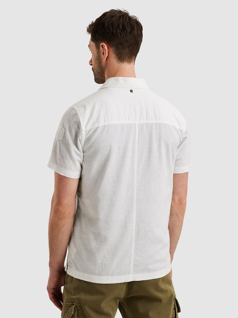 PME Legend Short Sleeve Overhemd Linen Blend Wit