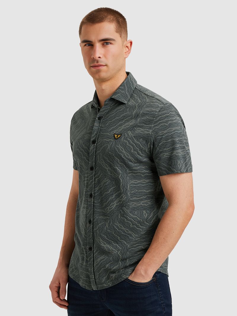 PME Legend Short Sleeve Overhemd Print Dark Slate
