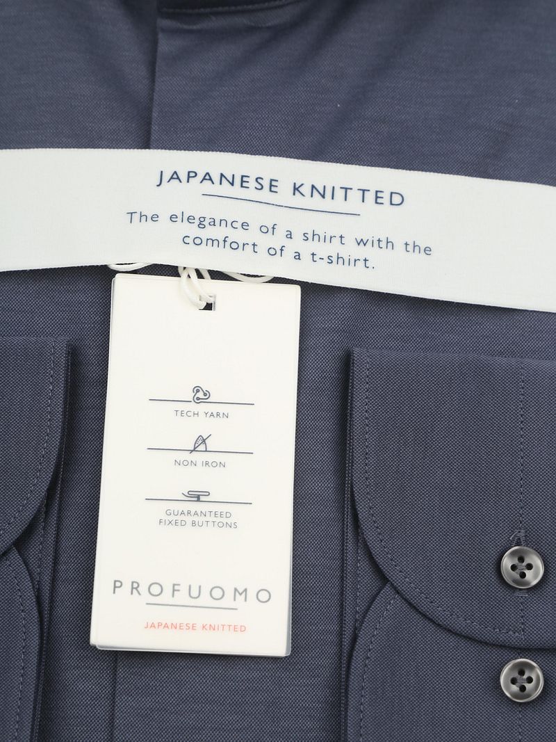 Profuomo Japanese Knitted Overhemd Denim Navy