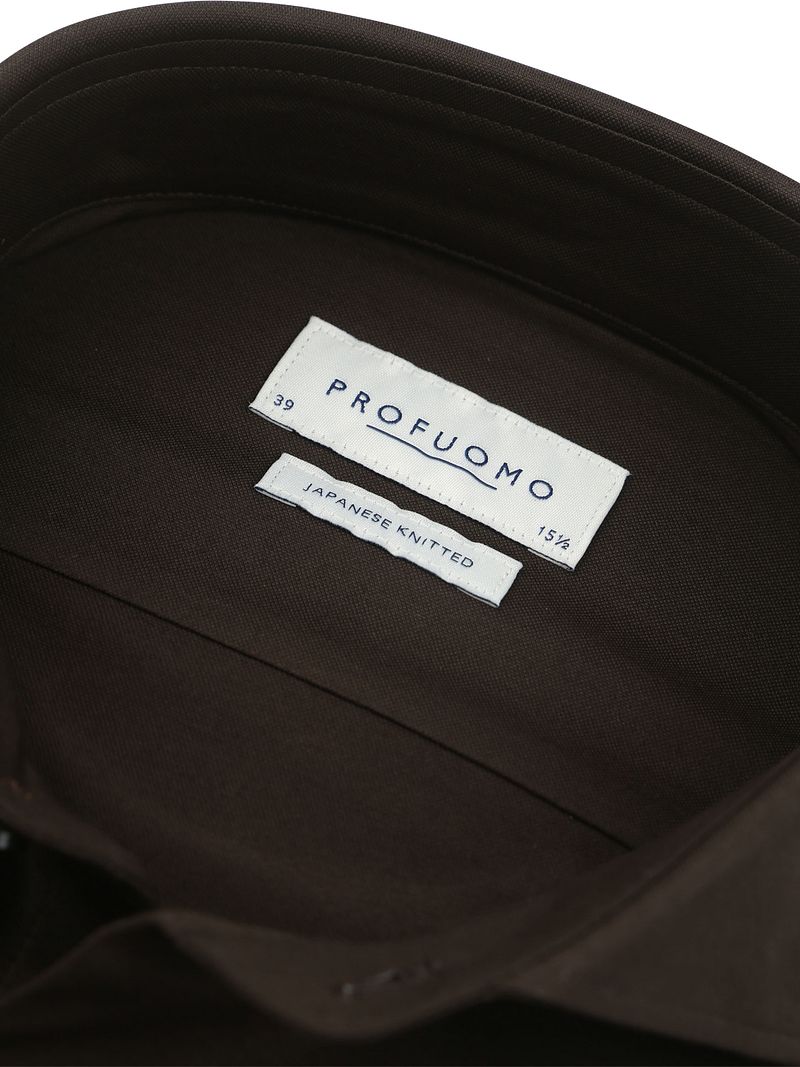 Profuomo Japanese Knitted Overhemd Donkerbruin