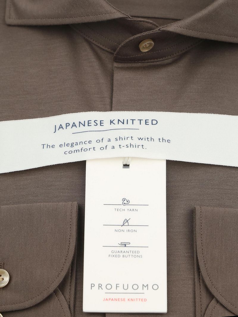 Profuomo Japanese Knitted Overhemd Bruin