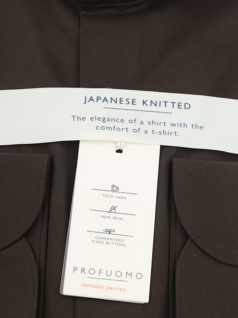 Profuomo Japanese Knitted Overhemd Donkerbruin