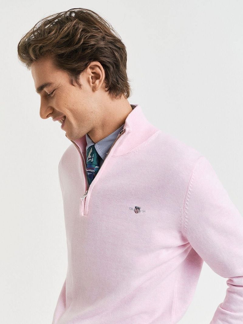 Gant Half Zip Trui Lichtroze