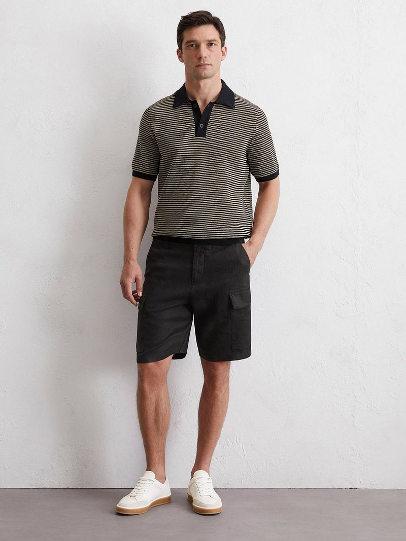 Marc O'Polo Knitted Poloshirt Streifen Schwarz Beige - Größe XXL günstig online kaufen