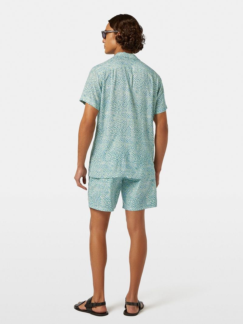 Scotch and Soda Shortsleeve Overhemd Print Lichtgroen