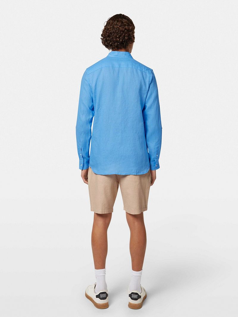 Scotch and Soda Linnen Overhemd Blauw