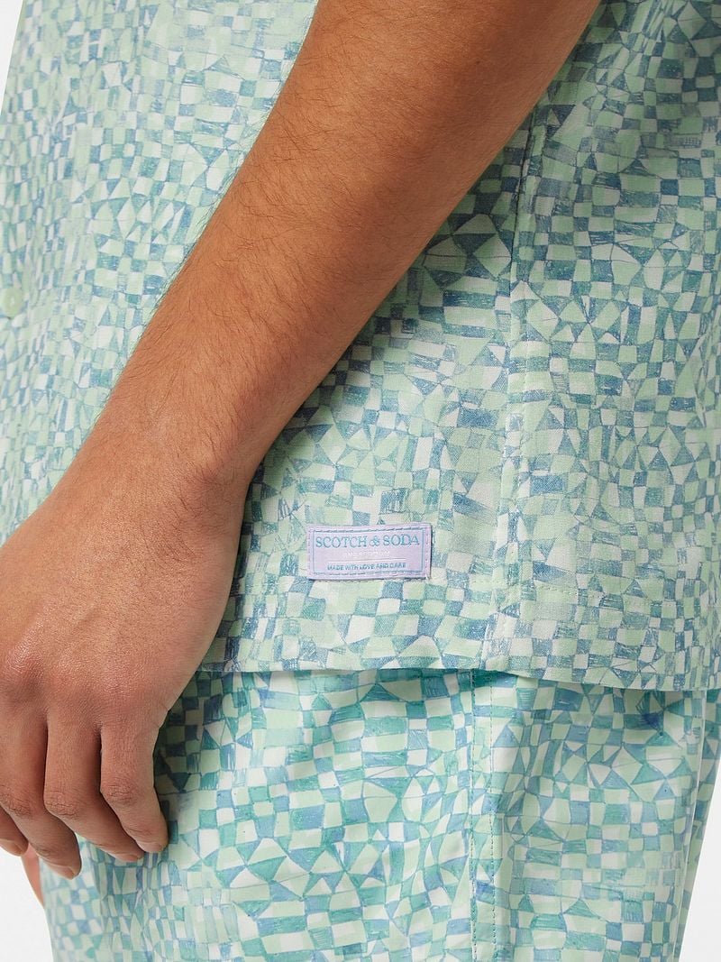 Scotch and Soda Shortsleeve Overhemd Print Lichtgroen