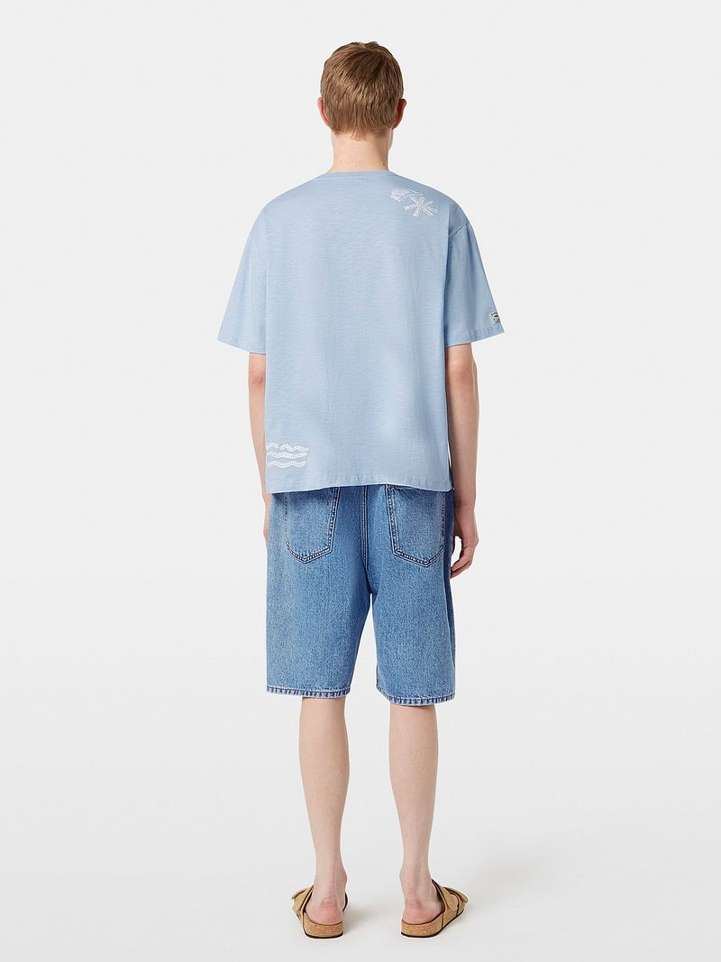 Scotch and Soda Slub Embroidery T-shirt Blue