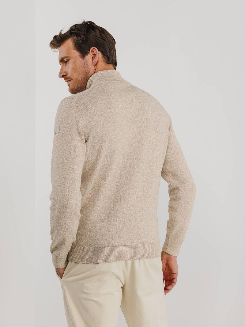 State of Art Half Zip Trui Melange Zand