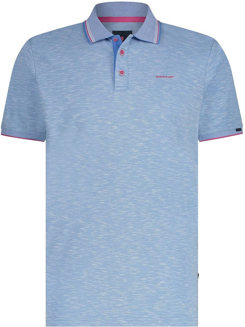 State Of Art Piqué Polo Melange Blau - Größe M günstig online kaufen