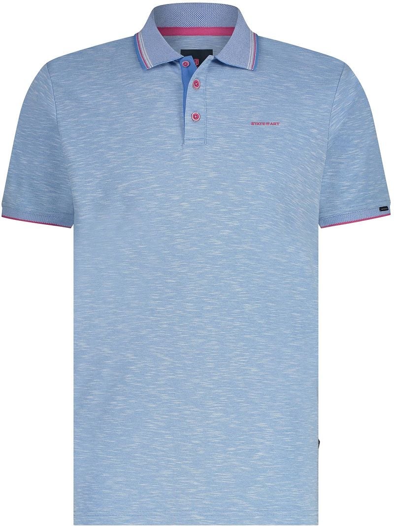 State of Art Piqué Polo Melange Blauw
