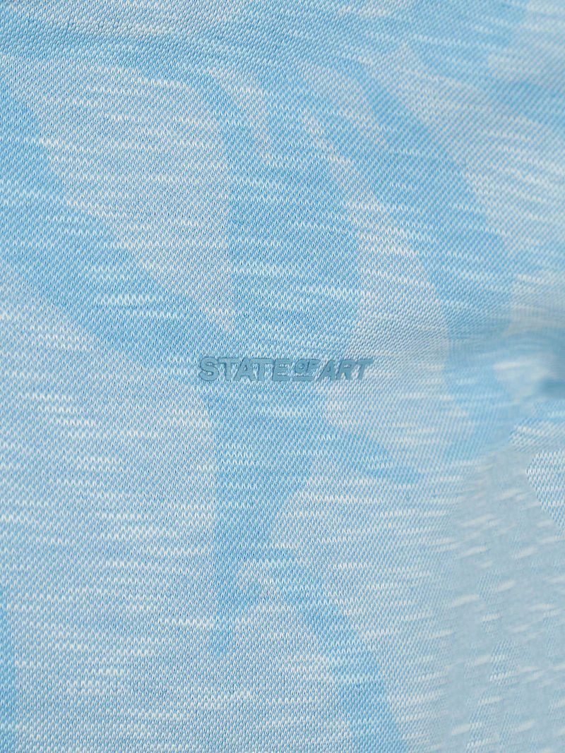 State of Art Poloshirt Faded Leaf Lichtblauw
