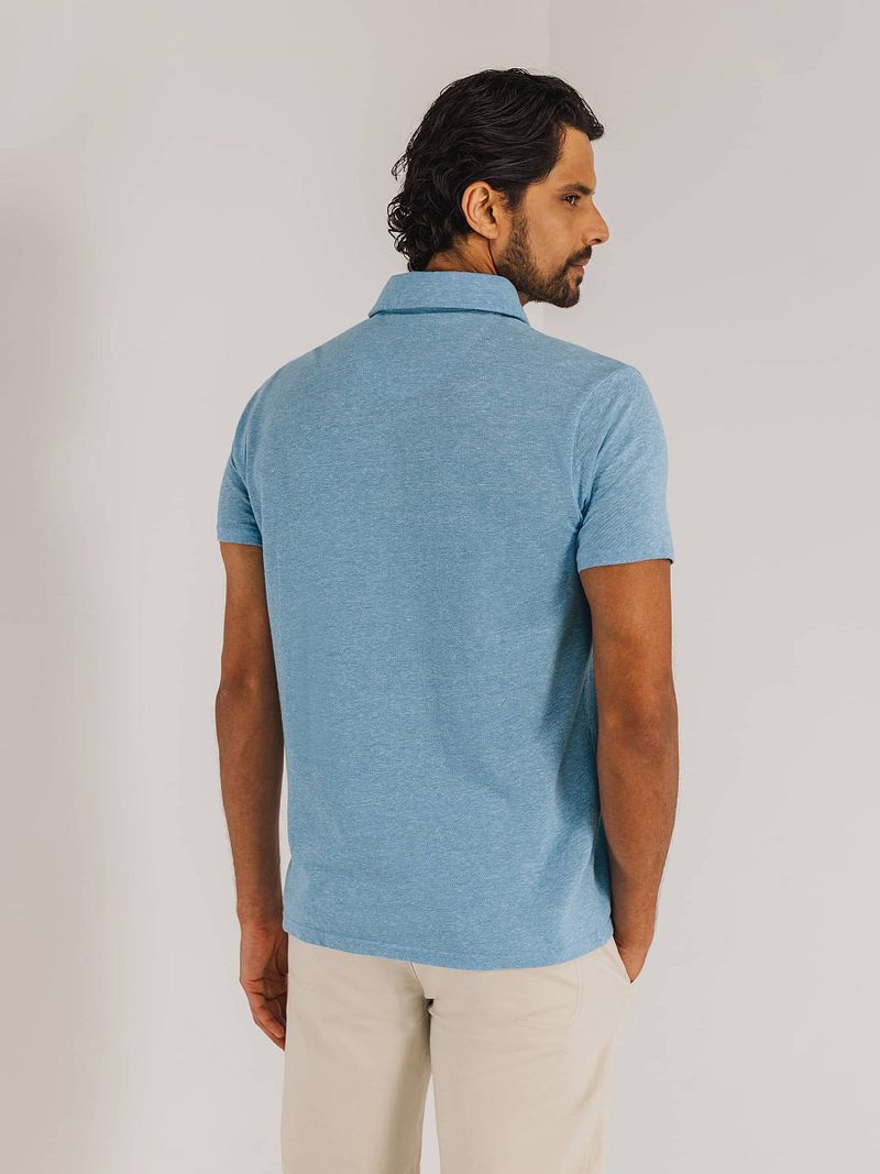 State of Art Poloshirt Piqué Melange Lichtblauw