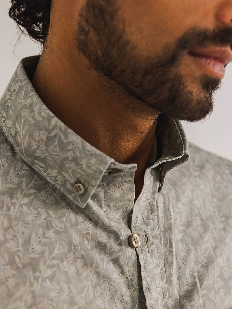 State of Art Short Sleeve Overhemd Leafs Beige