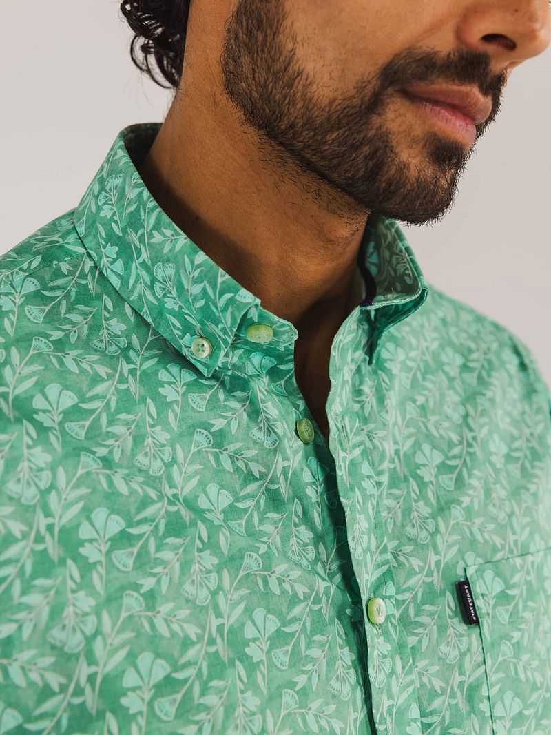 State of Art Short Sleeve Overhemd Leafs Groen