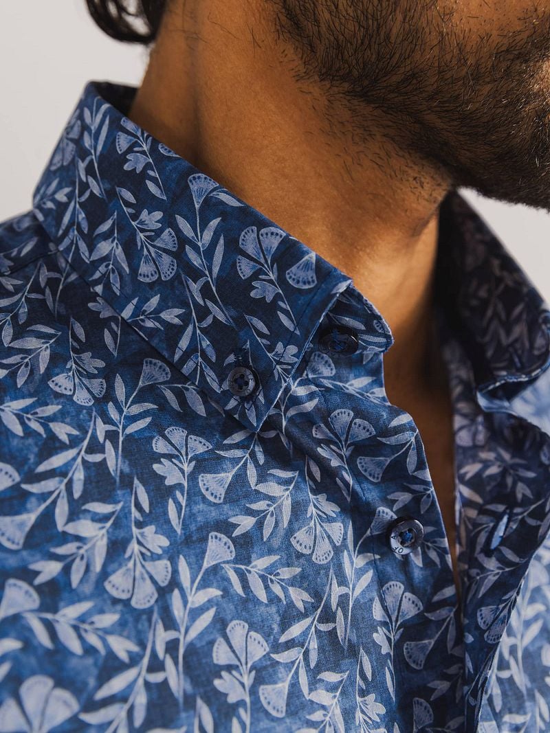 State of Art Short Sleeve Overhemd Leafs Navy