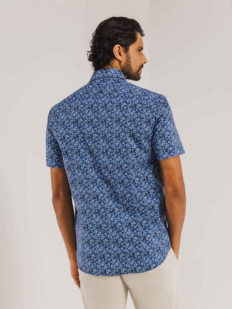 State of Art Short Sleeve Overhemd Leafs Navy