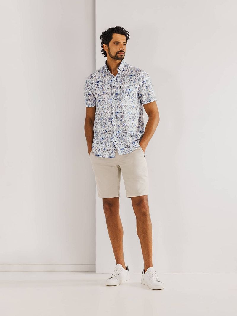 State Of Art Short Sleeve Poplin Hemd Beige Blau - Größe XL günstig online kaufen
