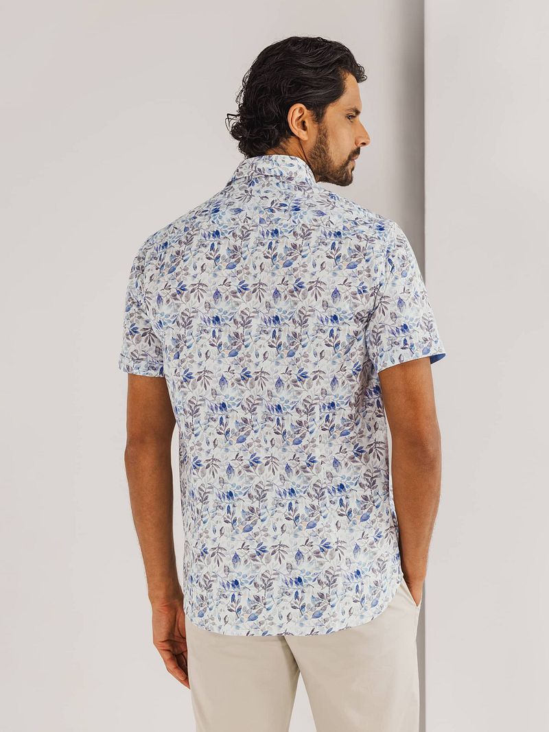State of Art Short Sleeve Poplin Overhemd Beige Blauw